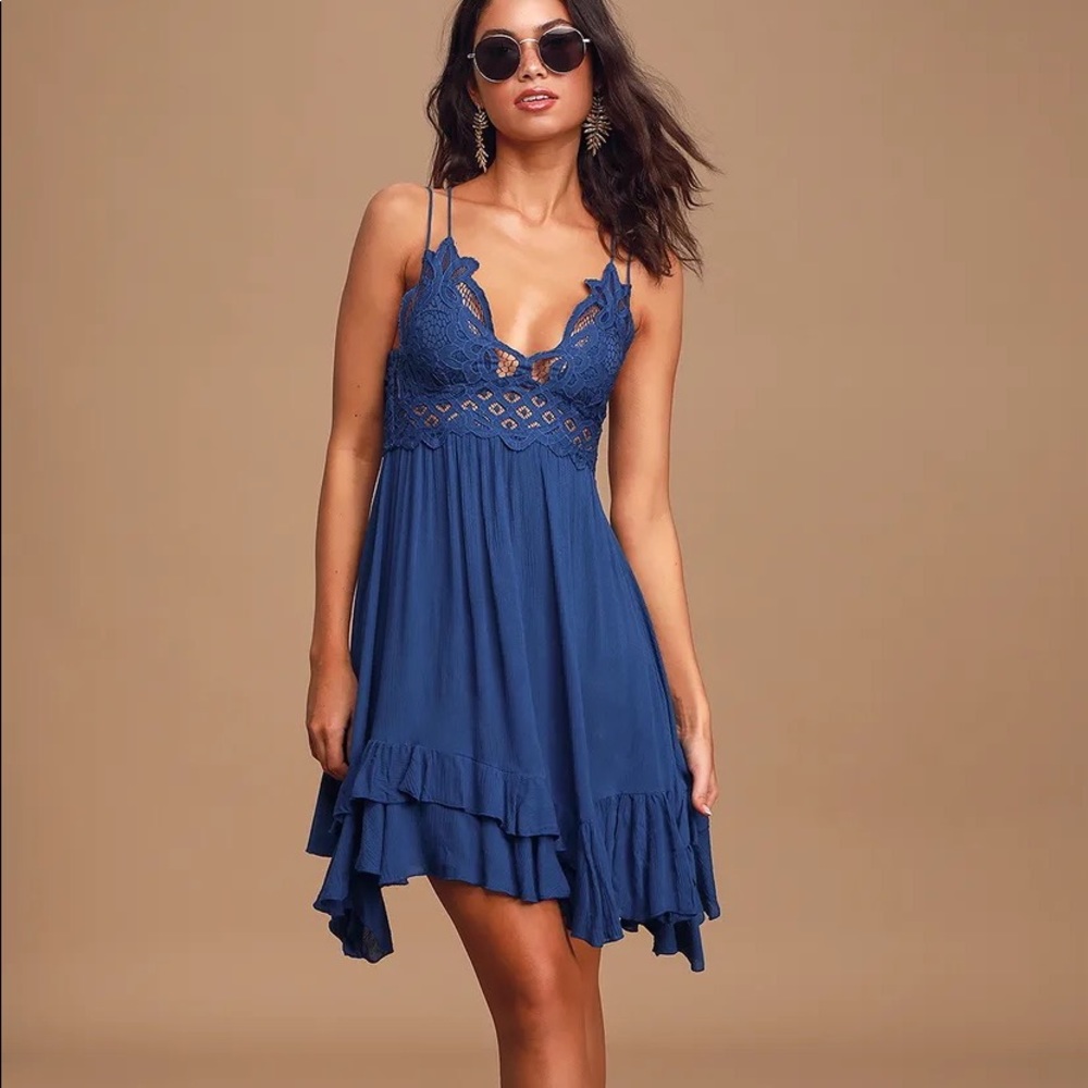 free people adella dress blue size medium